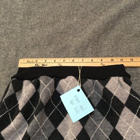 Skirt 100% Wool Girl M 8 Midi Gray Argyle Knit Straight Heavy Mom and Pop's Kids - Picture 7 of 9